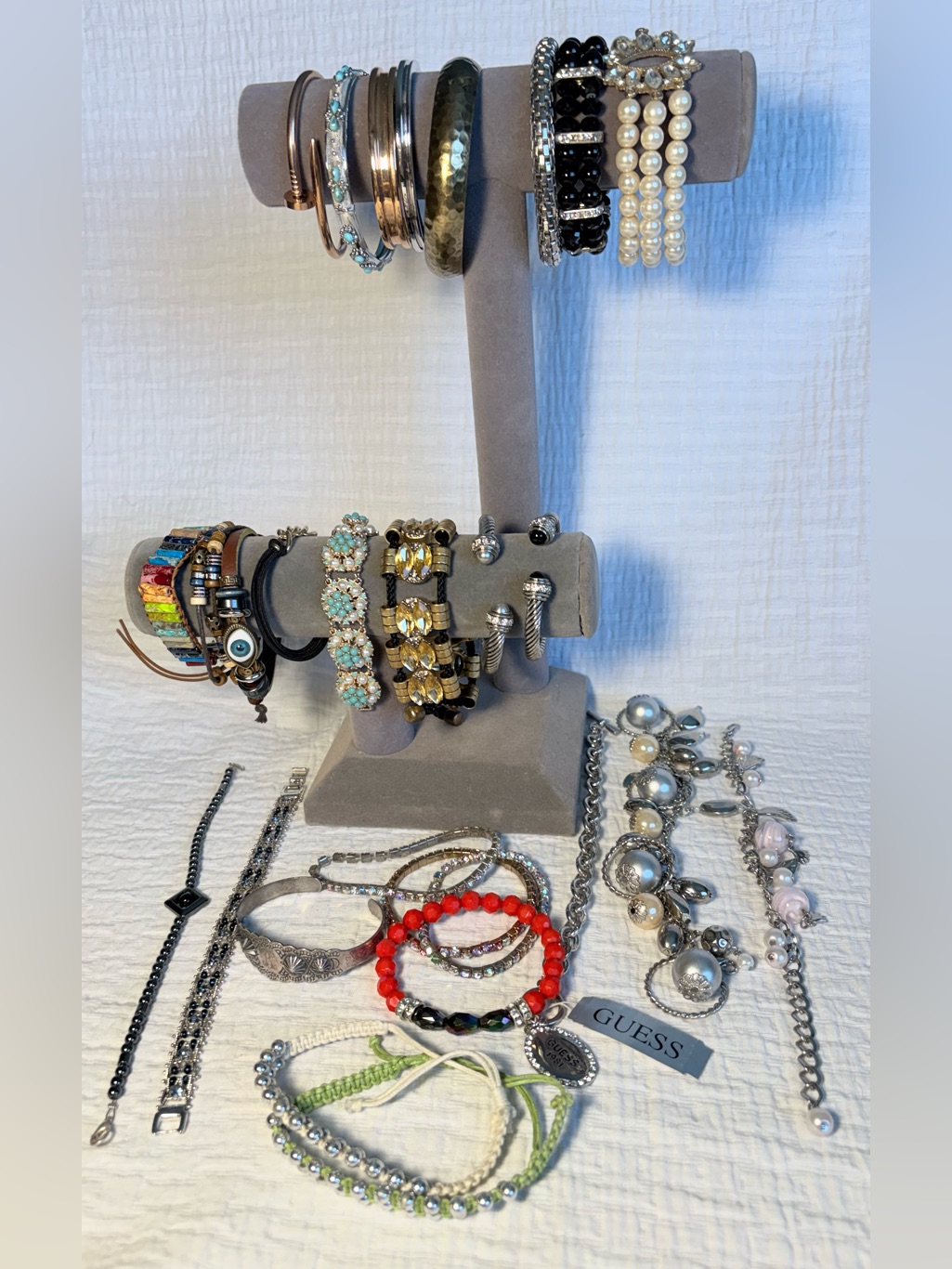 Nice Lot Of 28 Bracelets Charm Cuff Adjustable & Stretch Ready To Wear Or Sell